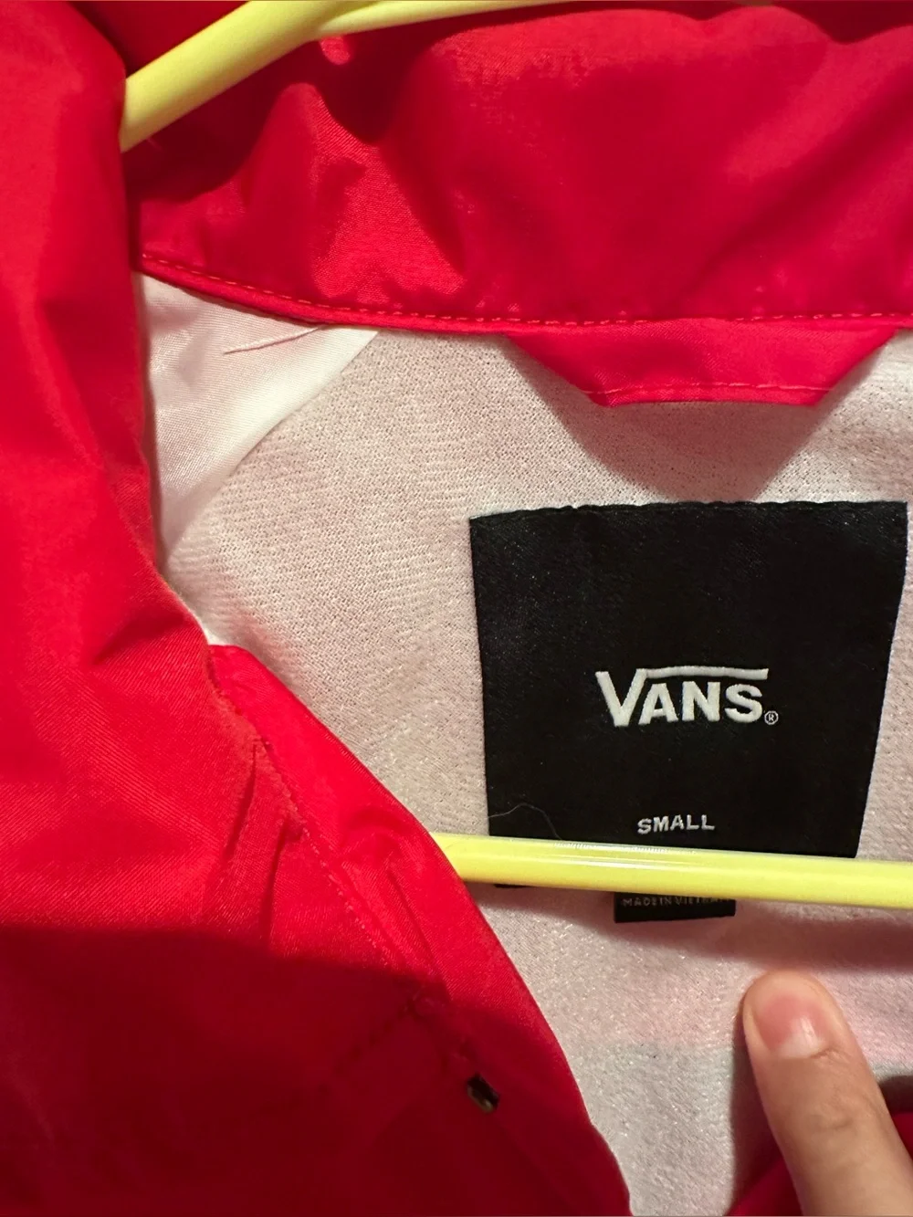 Vans Kids' Red 'Off The Wall' Coach Jacket is size small big kids
